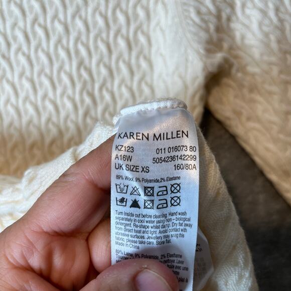 Karen Millen Women’s XS Wool Blend Textured Sweater Cream - Picture 6 of 6